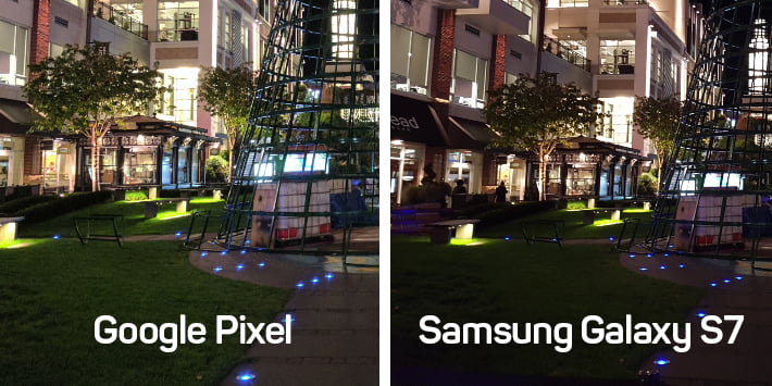 pixel xl vs galaxy s7 camera night